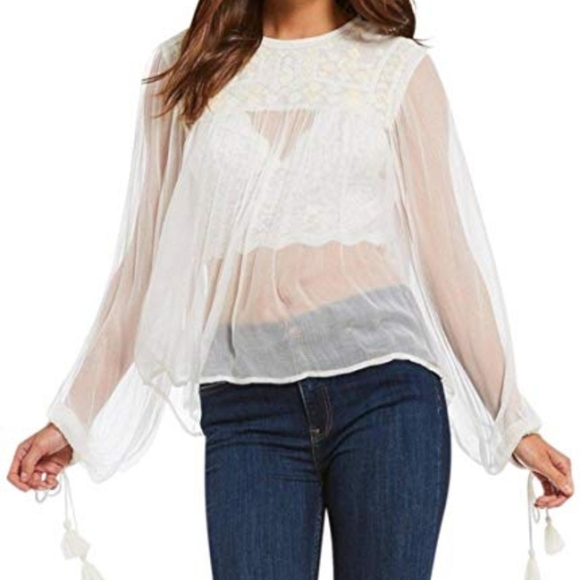 Free People Women's Retro Sheer Blouse - Picture 3 of 8